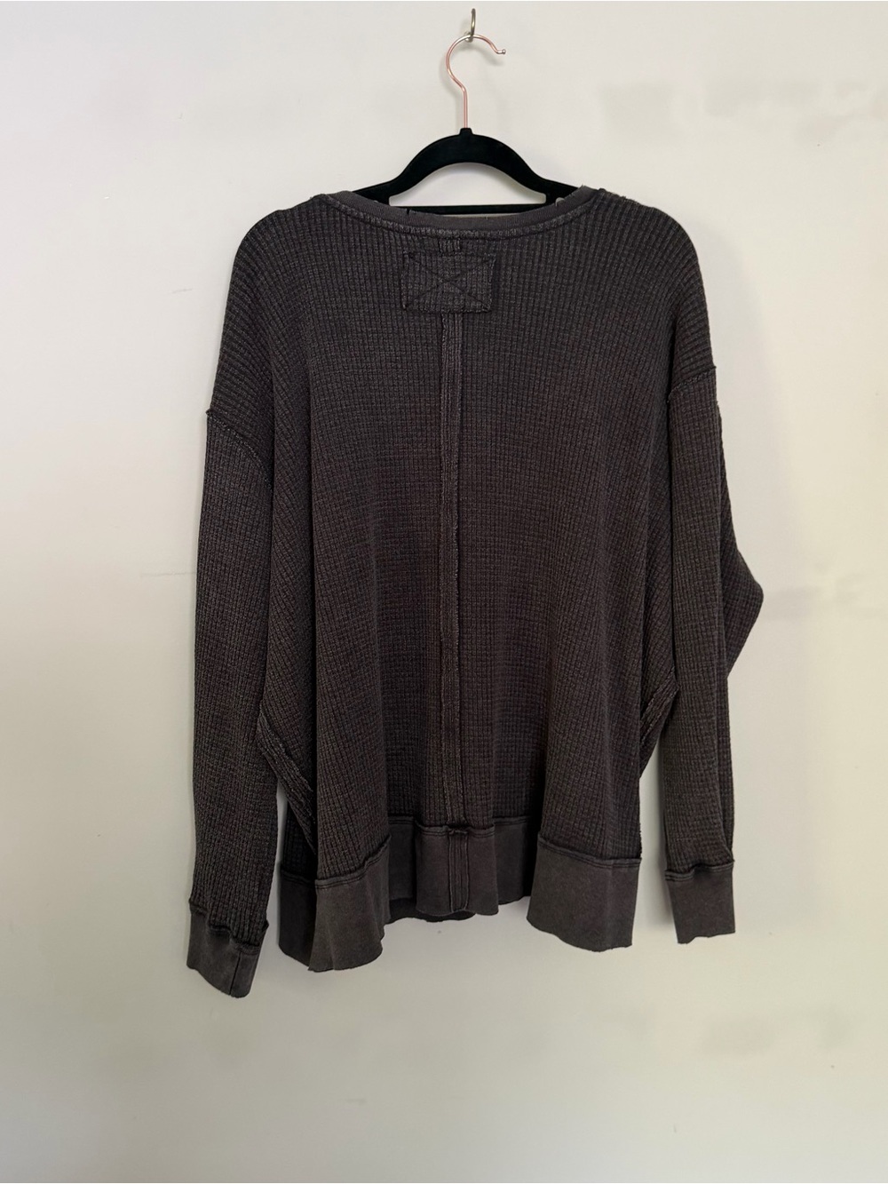 We The Free Free People Buttercup Waffle Thermal Top in Black/Grey Size XS - Picture 15 of 15